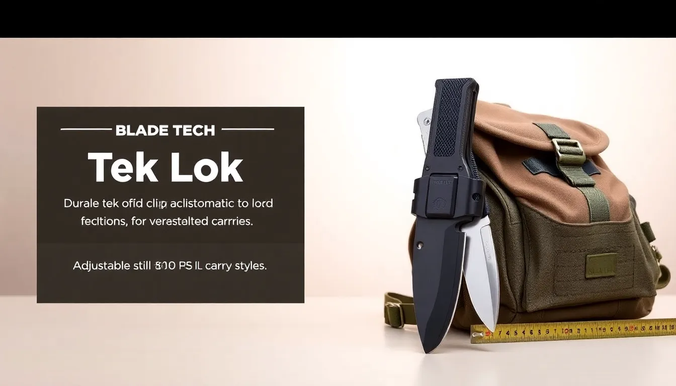 Blade Tech Tek Lok clip attached to a knife and tactical belt.